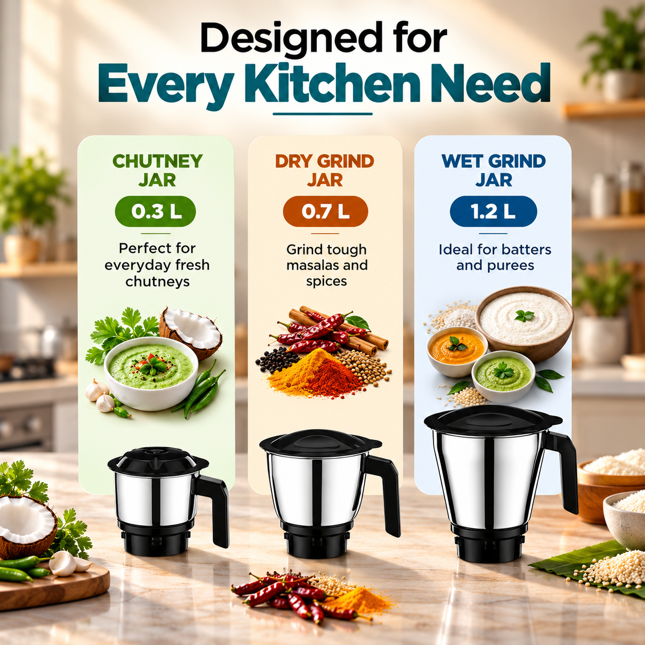 Preethi Prime 750W Mixer Grinder with 3 Jars | MG 286 | Green - Image 3