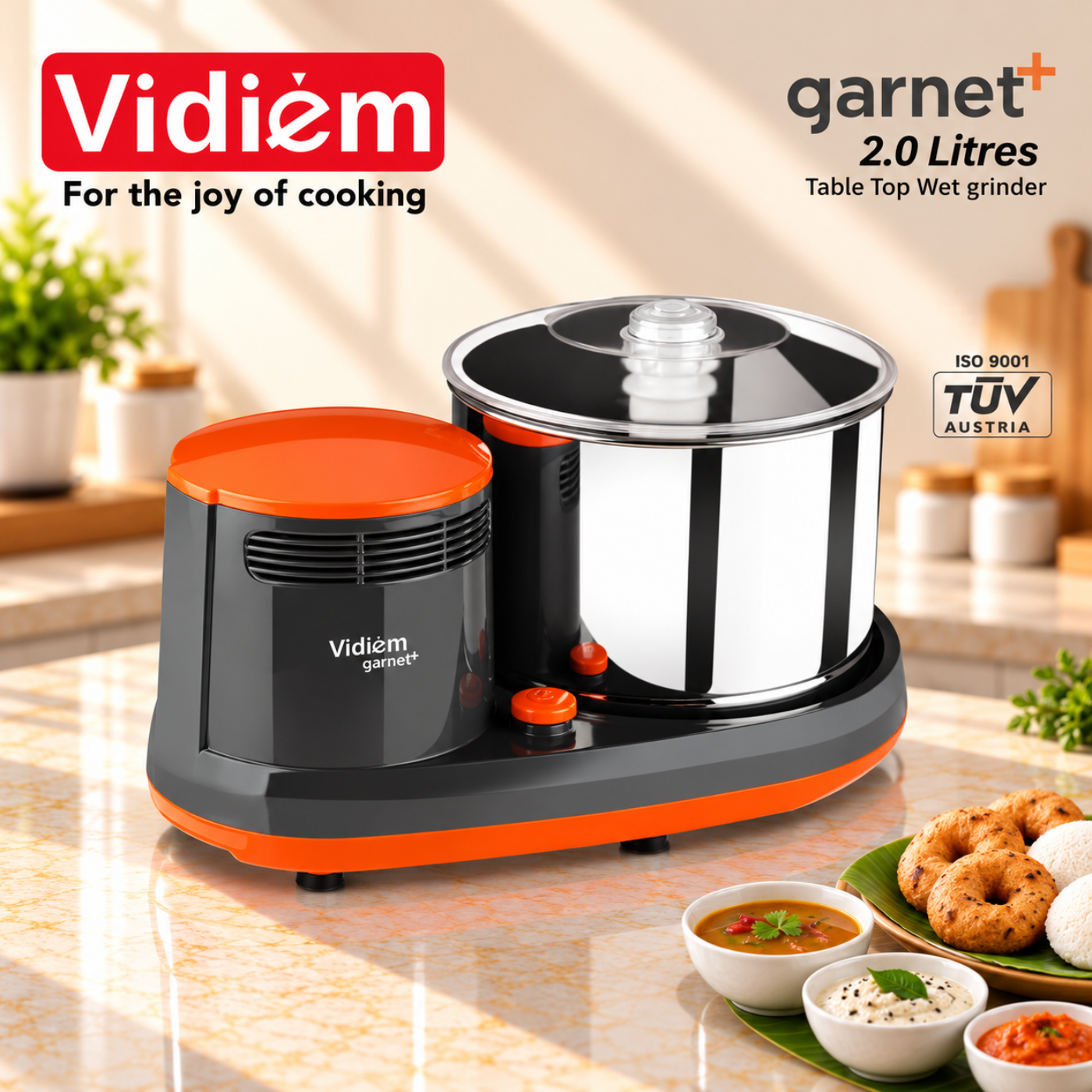 Vidiem GARNET PLUS 2L Table Top Wet Grinder | 150W High Torque Motor - Image 2